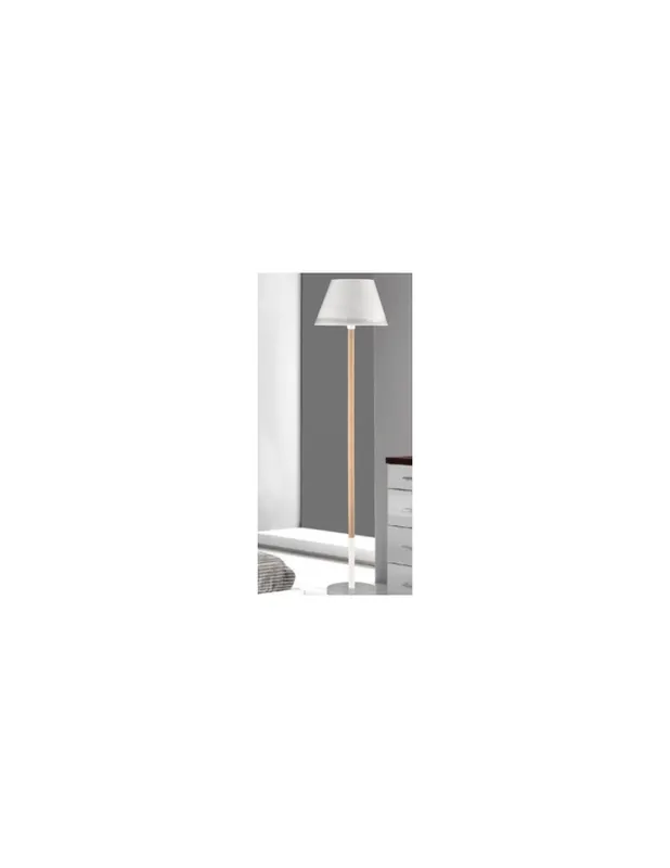 Artesanal Lámparas Modernas Pie Madera y Pantalla Blanca