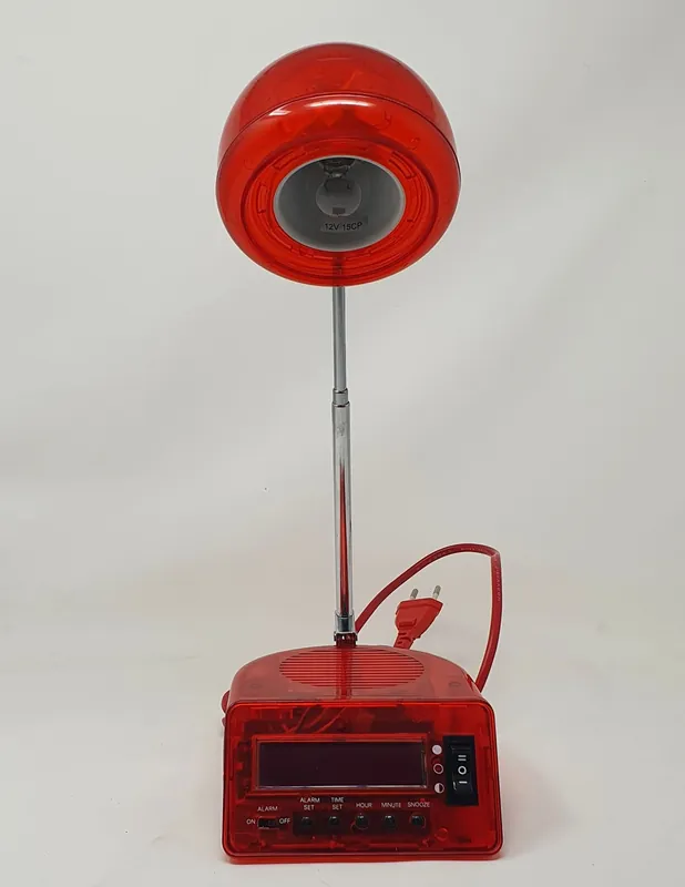 Flexo con Reloj y Alarma Rojo Entrega Rápida