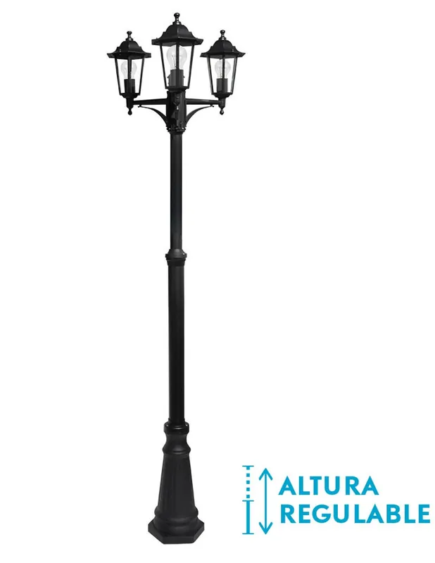 Bestseller Farola Auriga 3 Luces Negra Altura Ajustable