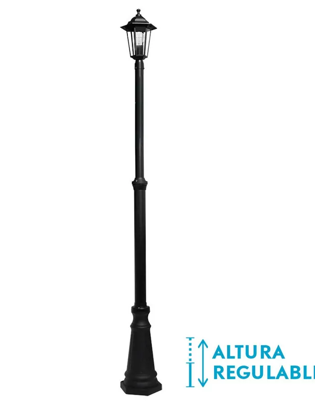 Farola Auriga 1 Luz Negra Altura Ajustable Artesanal