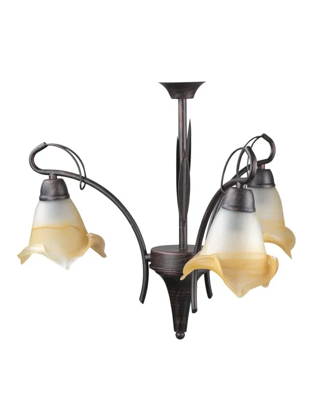 Auténtico Lámpara Hierro 3 Luces Marrón