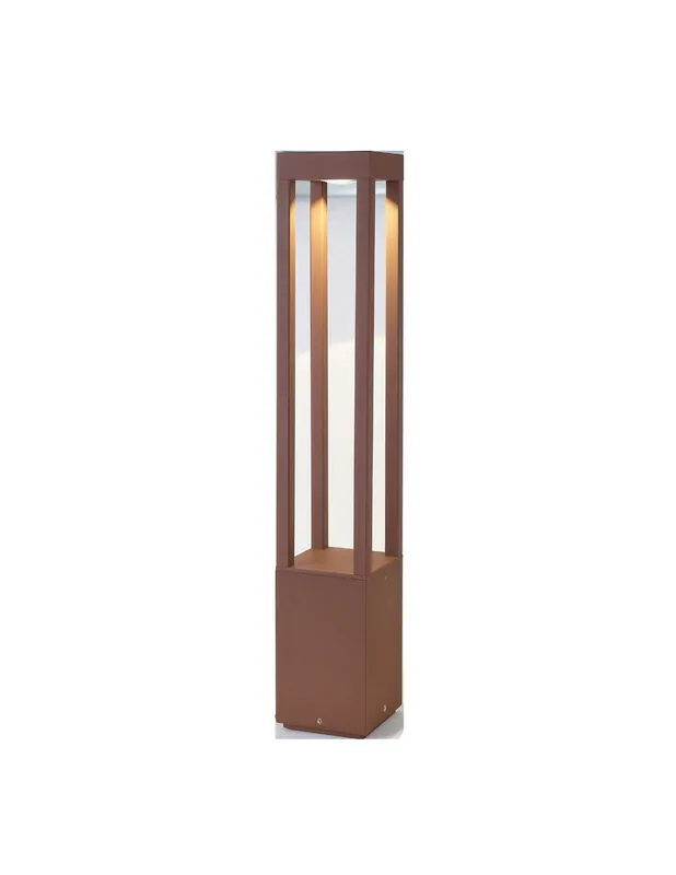 Baliza Exterior 4 Caras Marrón Oxido Premium