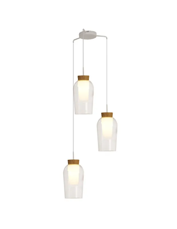 Nuevo Modelo Lámpara 3 Alturas Nora Blanco/Madera