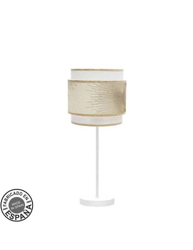 Popular Lámpara de Mesa Blanco Pantalla Blanca Oro