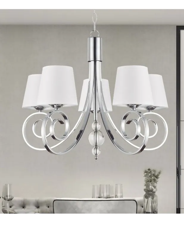Lámpara 5 Luces Cromo con Pantalla Liquidación