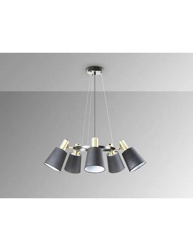 Artesanal Lámpara Gisela 5 Luces Negro Latón Schuller