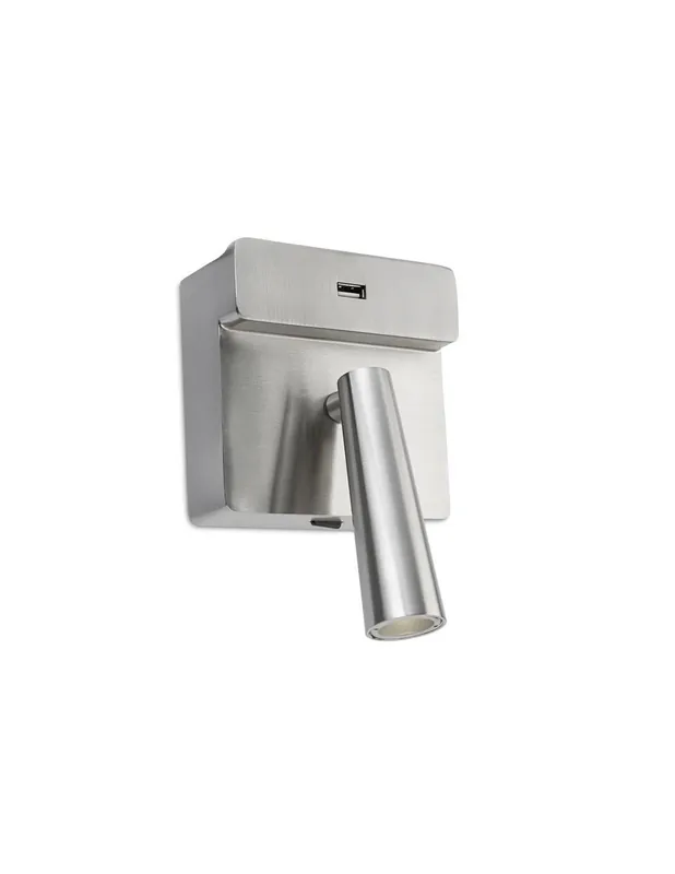 Envío Internacional Aplique LED Cuadrado con USB Níquel Satinado