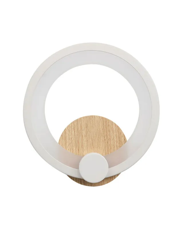 Aplique LED Base Redonda Blanco Madera Súper Precio