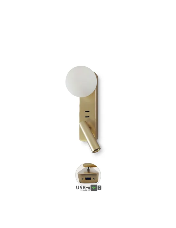 Original Aplique Dorado con Bola, USB y Doble Interruptor