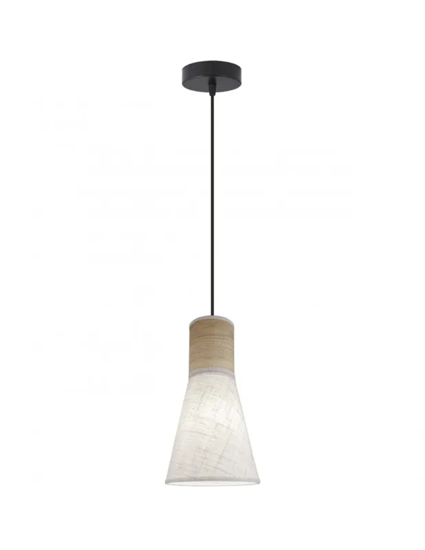 Promoción Exclusiva Lámpara de Techo Cono Invertido Madera y Tela
