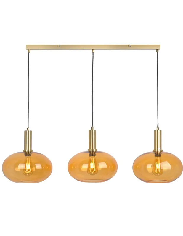 Lámpara Con Tulipas de Cristal Ambar Premium