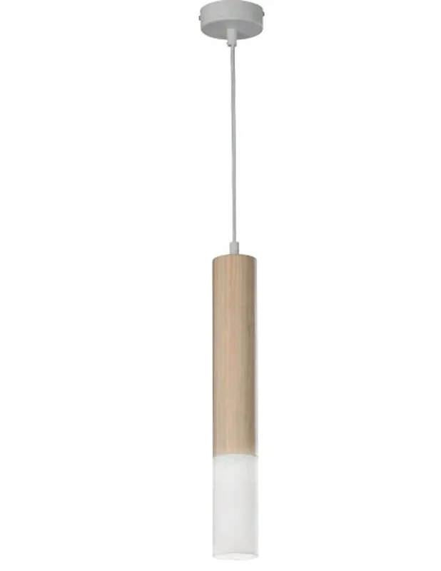 Lámpara Cilindro Blanca Madera Precio De Oferta