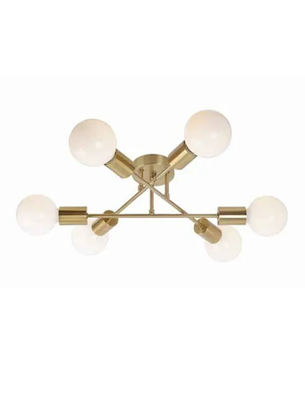 Oferta Plafón Estilo Retro 6 Luces Oro Mate