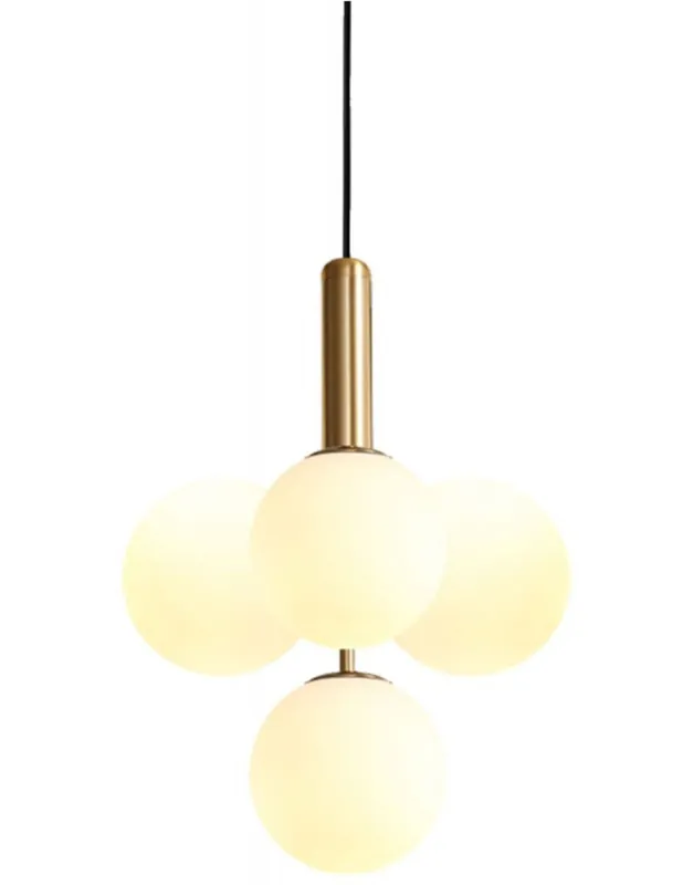 Lámpara 4 Luces Retro Bronce con Cristal Opal Precio Económico