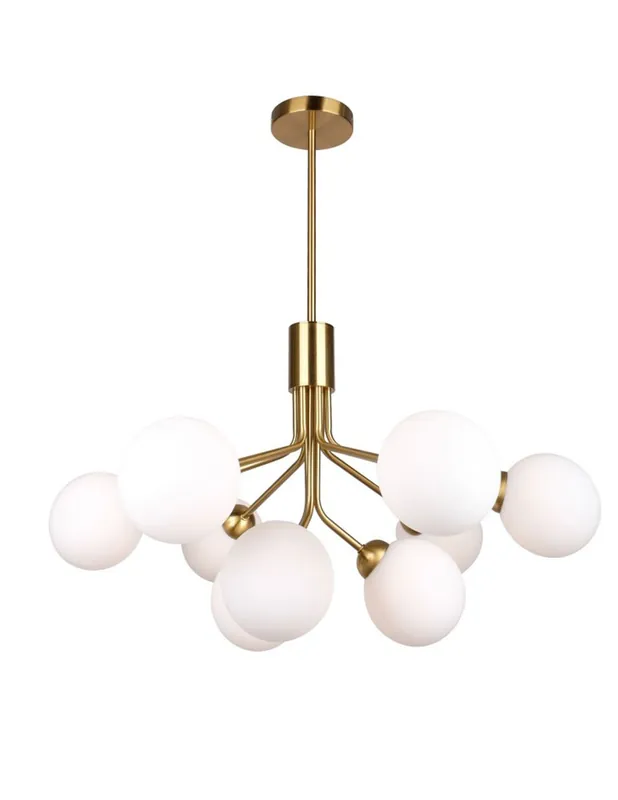 Lámpara 9 Luces Retro Bronce con Cristal Opal Precio Reducido