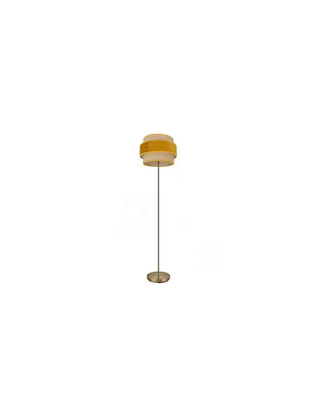 Lámpara de Pie Pantalla de Arpillera y Terciopelo Amarillo Oferta