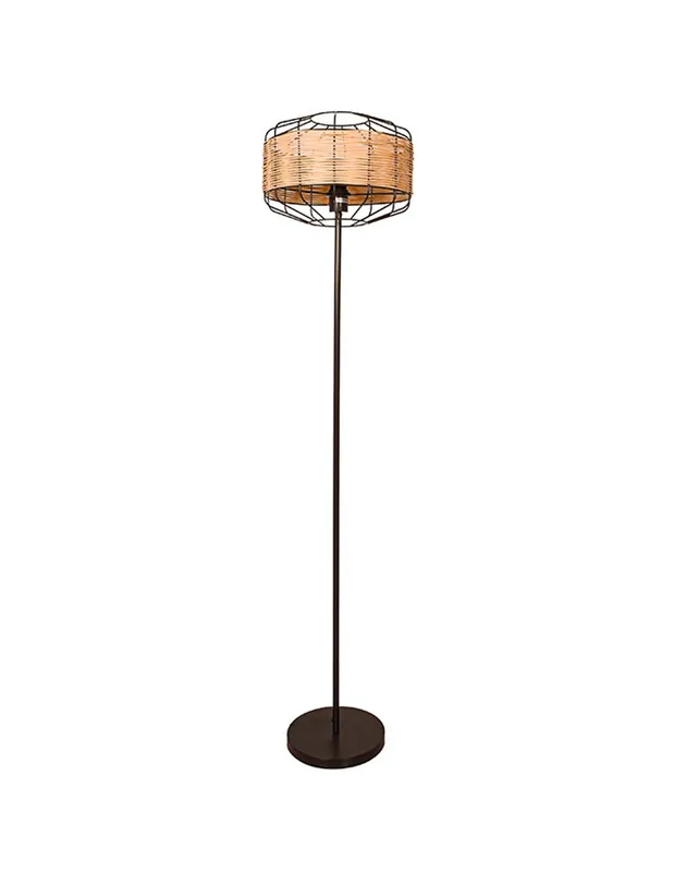 Favorito De Clientes Lámpara de Pie Retro Marrón y Ratán