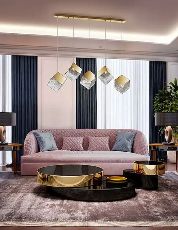 Priscila Lámpara Lineal 5 Luces Oro Oferta Especial