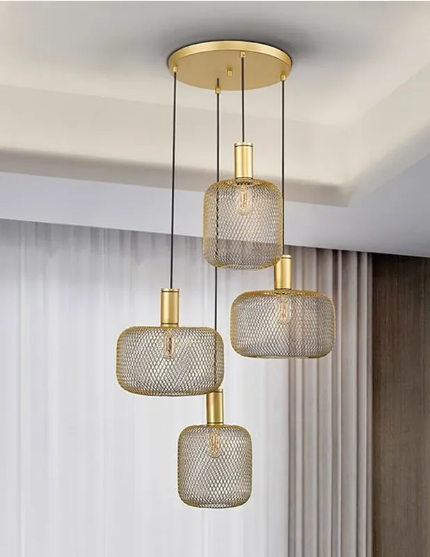 Osiris Lámpara Schuller 4 Luces Oro Artesanal