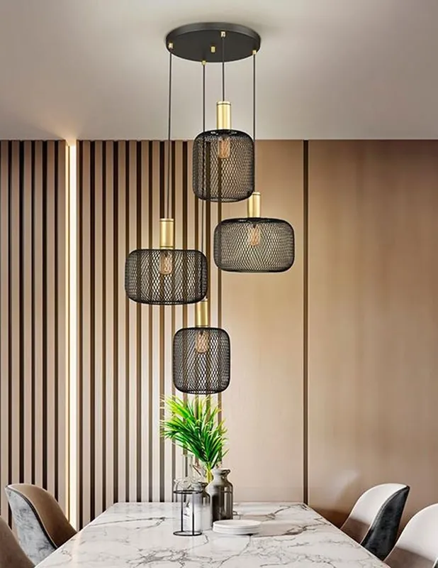 Osiris Lámpara Schuller 4 Luces Oro-Negro Disponible Ahora