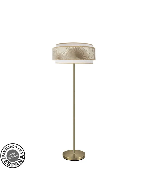 Oferta Limitada Lámpara de Pie Cuero Pantalla Blanca Oro
