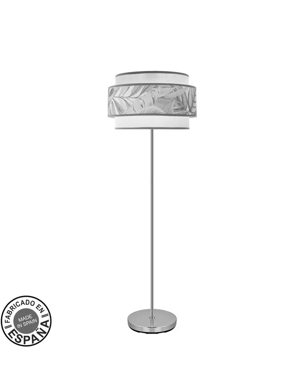 Barato Lámpara de Pie Camerún Pantalla Blanca Gris