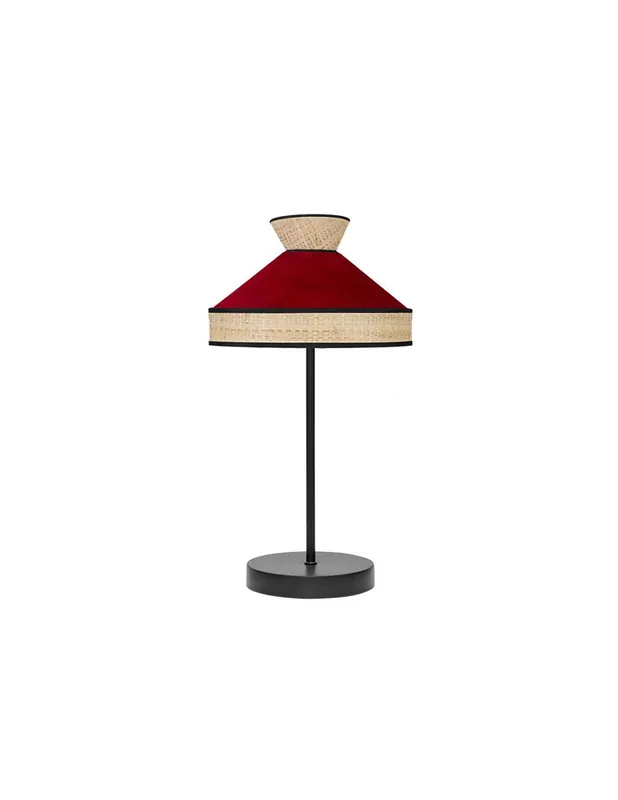 Fabrizio Lámpara de Mesa Pantalla Roja Rafia Mejor Precio