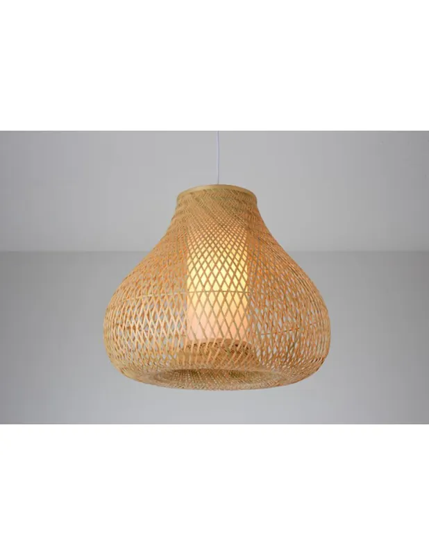 A Buen Precio Lámpara Ratán Natural  50CM Pera