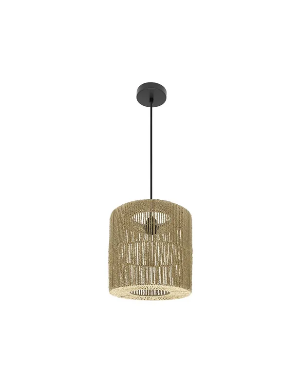 Fabriano Lámpara Colgante Negro Cuerda Natural Precio Rebajado