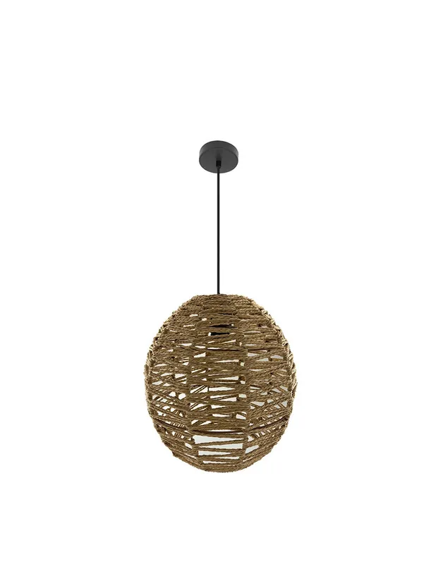 Isola Luminaria Cuerda Natural y Montura Negra Marca Reconocida