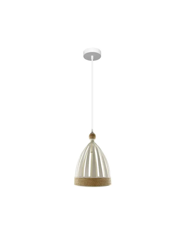 Portofino Lámpara Metal Blanca Madera y Cuerda Oferta