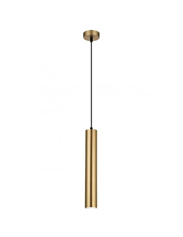 Lámpara Colgante Cilindro Oro Satinado Certificado