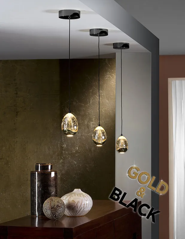 Edición Limitada Rocío Colgante 1 Luz Negro Oro Schuller