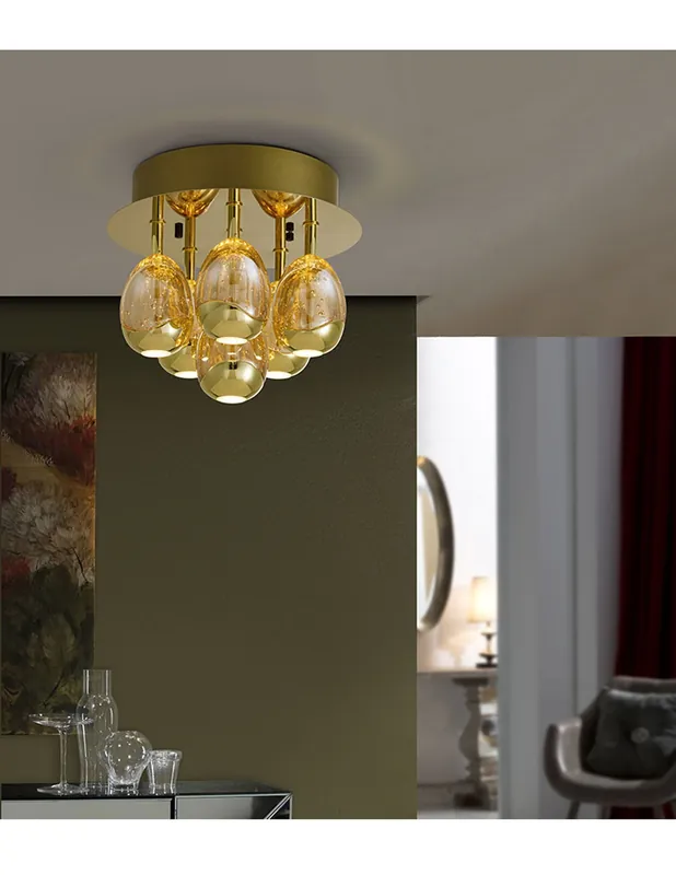 Plafón Rocío Dorado 6 Luces Intensidad Regulable Últimas Unidades