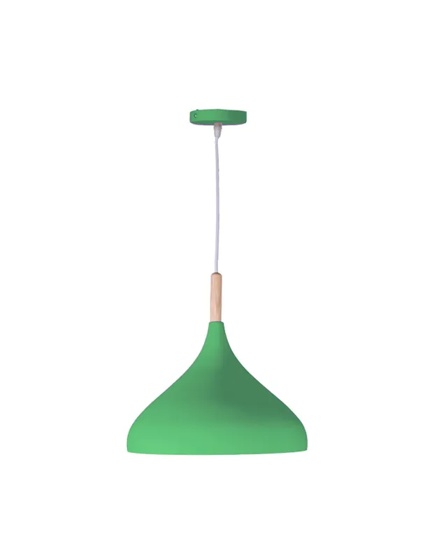 Lámpara de Techo Metal y Madera de 30 Verde Envío Internacional