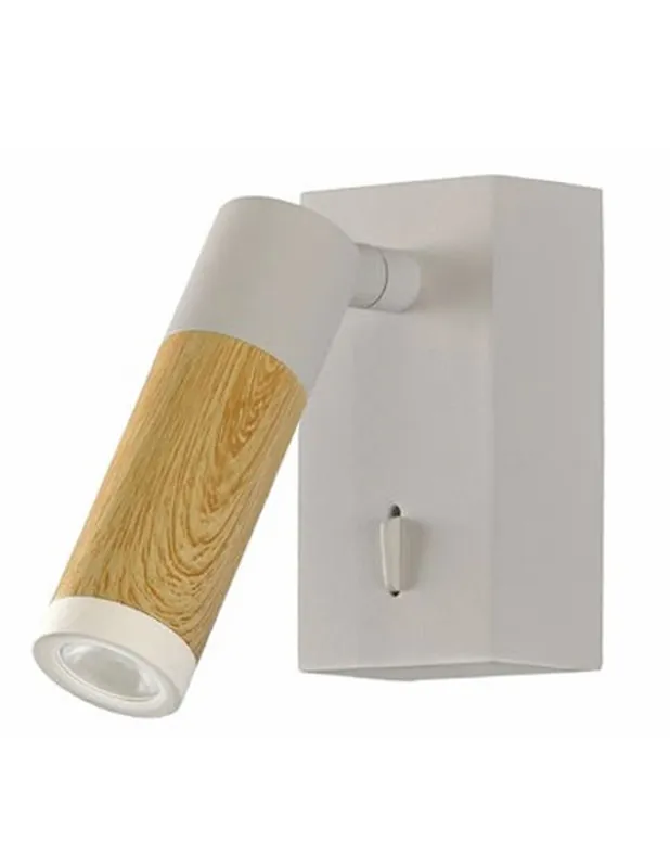 Descuento Aplique Hotel Blanco Madera Clara Led Bombilla Desmontable