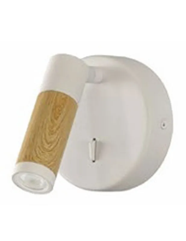 Aplique Circular Blanco Madera Clara Led Bombilla Desmontable Lujoso