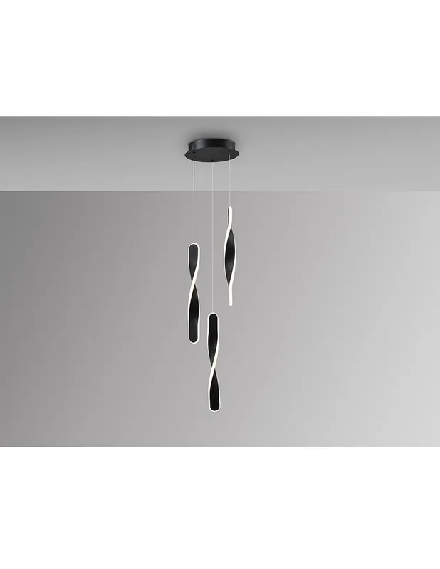 Twist Lámpara 3 Luces Schuller Negra A Buen Precio