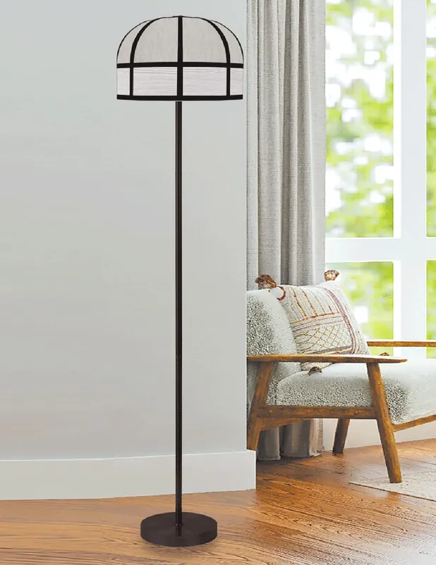 Lámpara de Pie Pantalla Textil + Wood Ceniza Mejor Precio