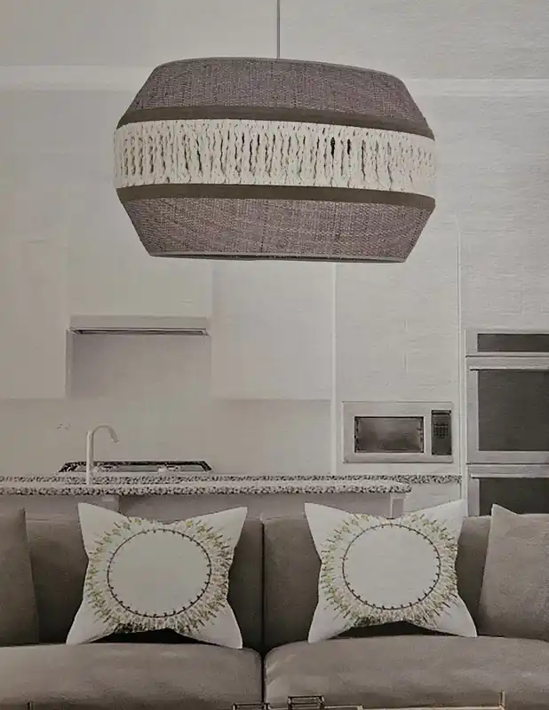Profesional Luminaria Caña Perla con Macramé Beige