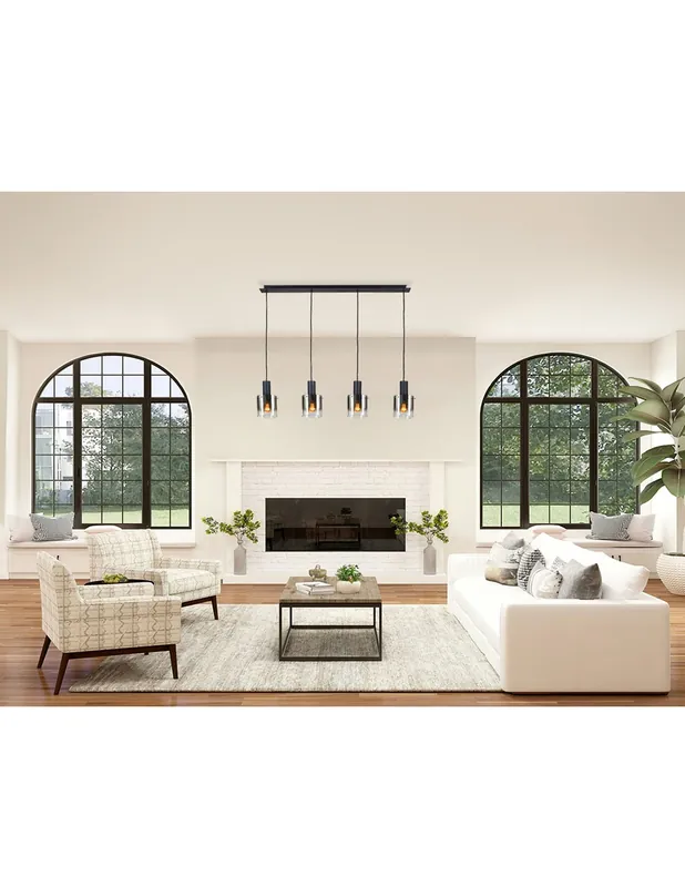 Barato Venize Lámpara Lineal 4 Luces Negro Smoke Schuller