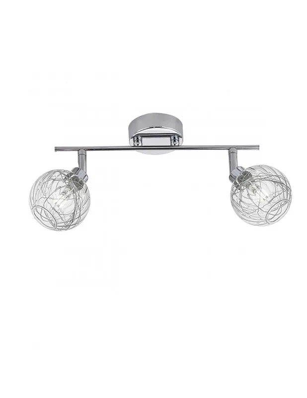 Regleta 2 Luces Cromo Tulipa de Cristal Alambre Oferta De Temporada