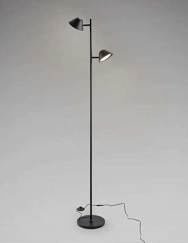 Taros, Lámpara de Pie 2 Luces Negro Schuller Popular