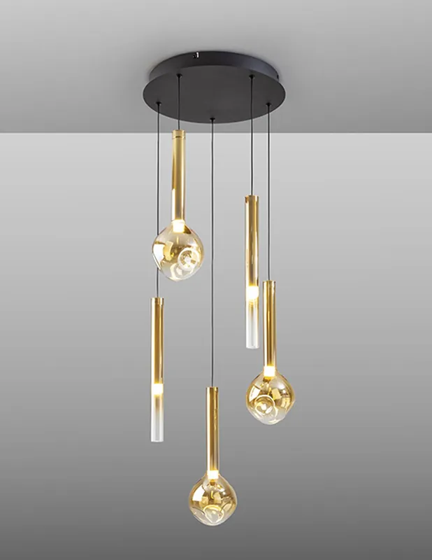 Essenza Lámpara Plafón 5 Luces Negro Dorado Solo Por Tiempo Limitado