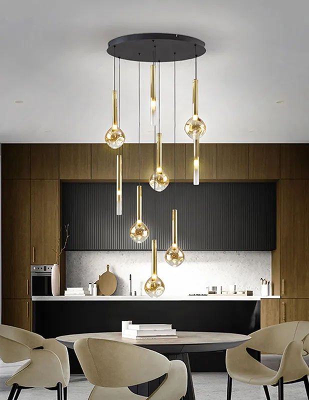 Edición Limitada Essenza Lámpara Plafón 9 Luces Negro Dorado