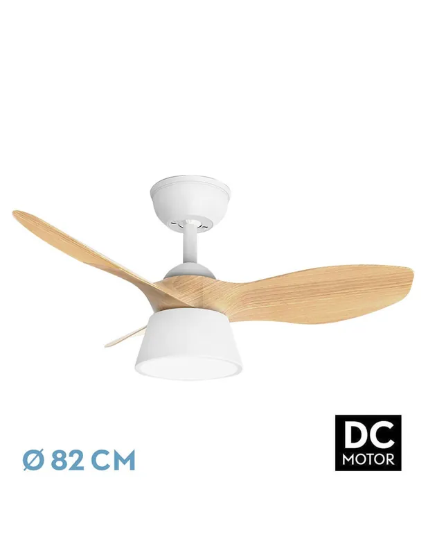 Artesanal Ventilador Cúbico Blanco Haya Motor DC