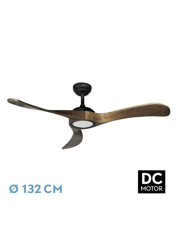 Alta Calidad Castelo Ventilador DC con Mando Negro Roble