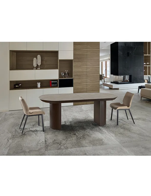 Envío Internacional Irati Mesa Extensible Comedor Piedra Marrón