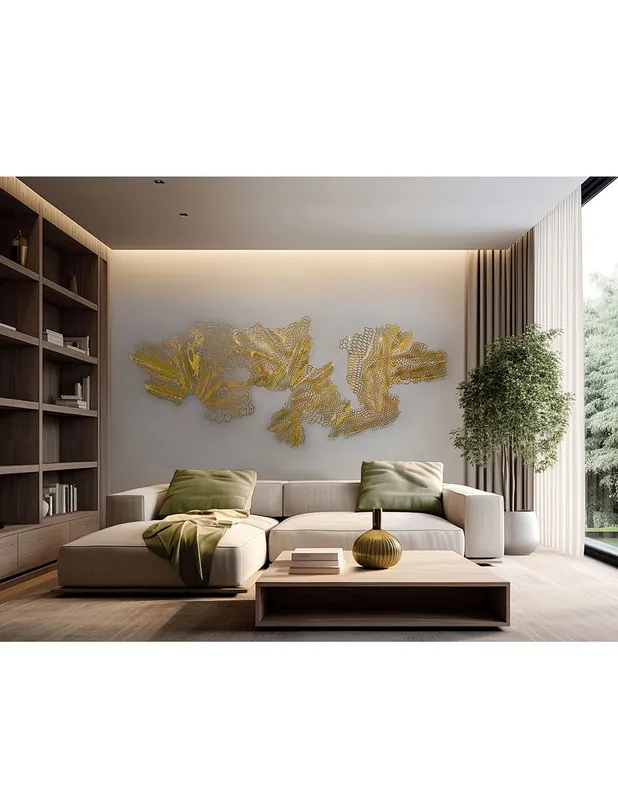 Drako Escultura Pared Acero Dorado Schuller Última Oportunidad
