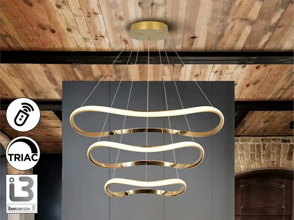 Solo Por Tiempo Limitado I3 NAOS LAMPARA ORO ROSA 3 AROS D80 DIMABLE